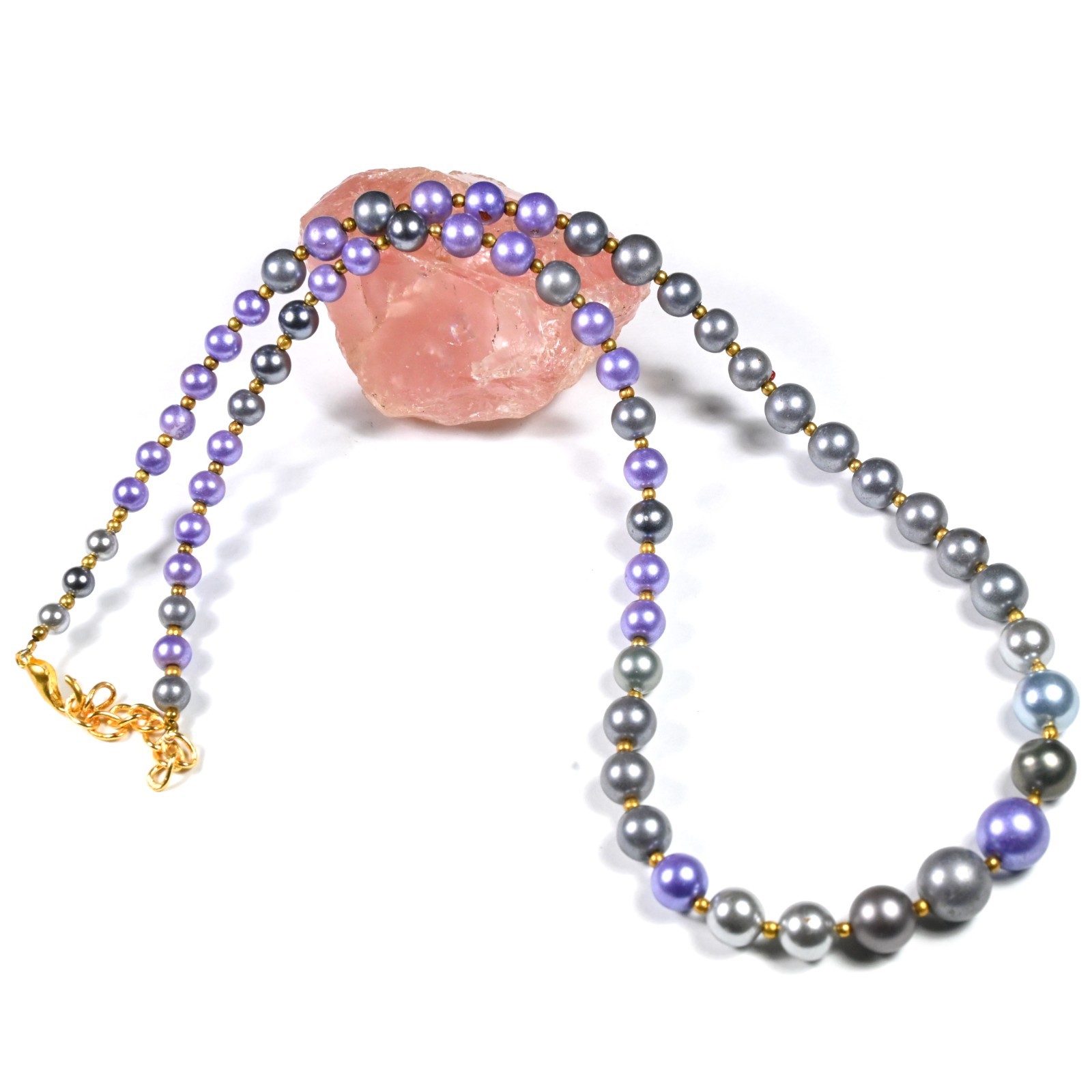 Genuine Multi Pearl Smooth Round Gemstone Gold Filled Beaded Choker Necklace 18"