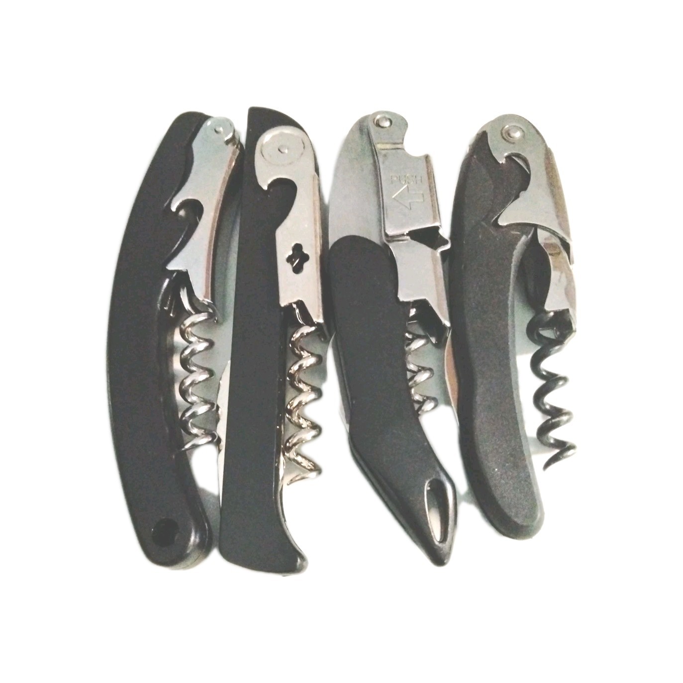 Set Of 4VINTAGE WAITER'S PULL PLUS CORKSCREW WINE BEER BOTTLE FOIL CUTTER OPENER