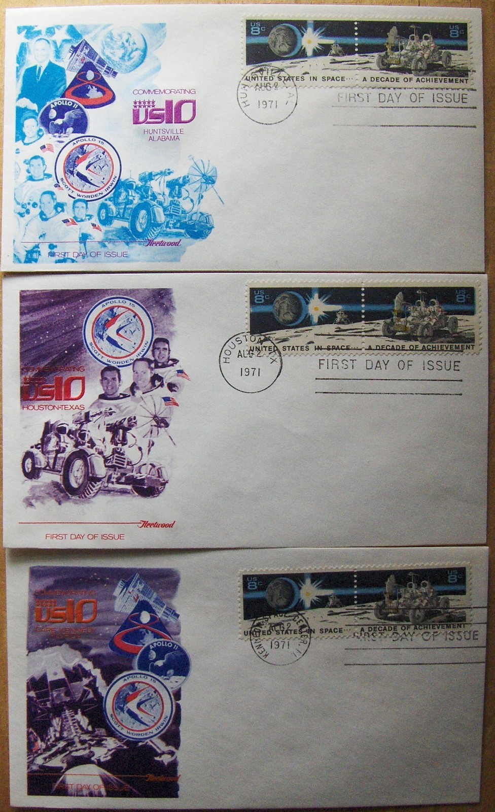 US 3 FDC 8¢ stamp SC #1434-1435 10 YEARS SPACE ACHIVMENT  APOLLO US10 1971.
