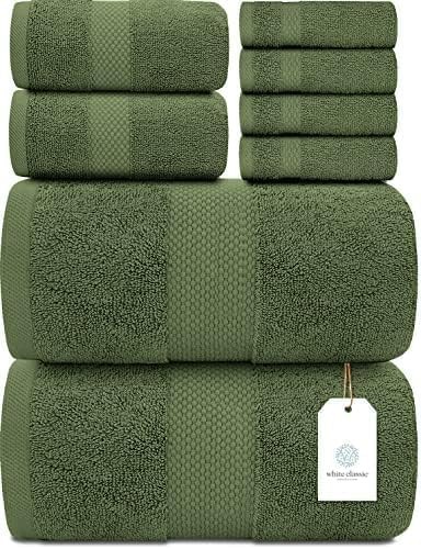  Luxury Bath Towel Set of 8 Pieces - 100% Turkish Cotton 12: Forest Green