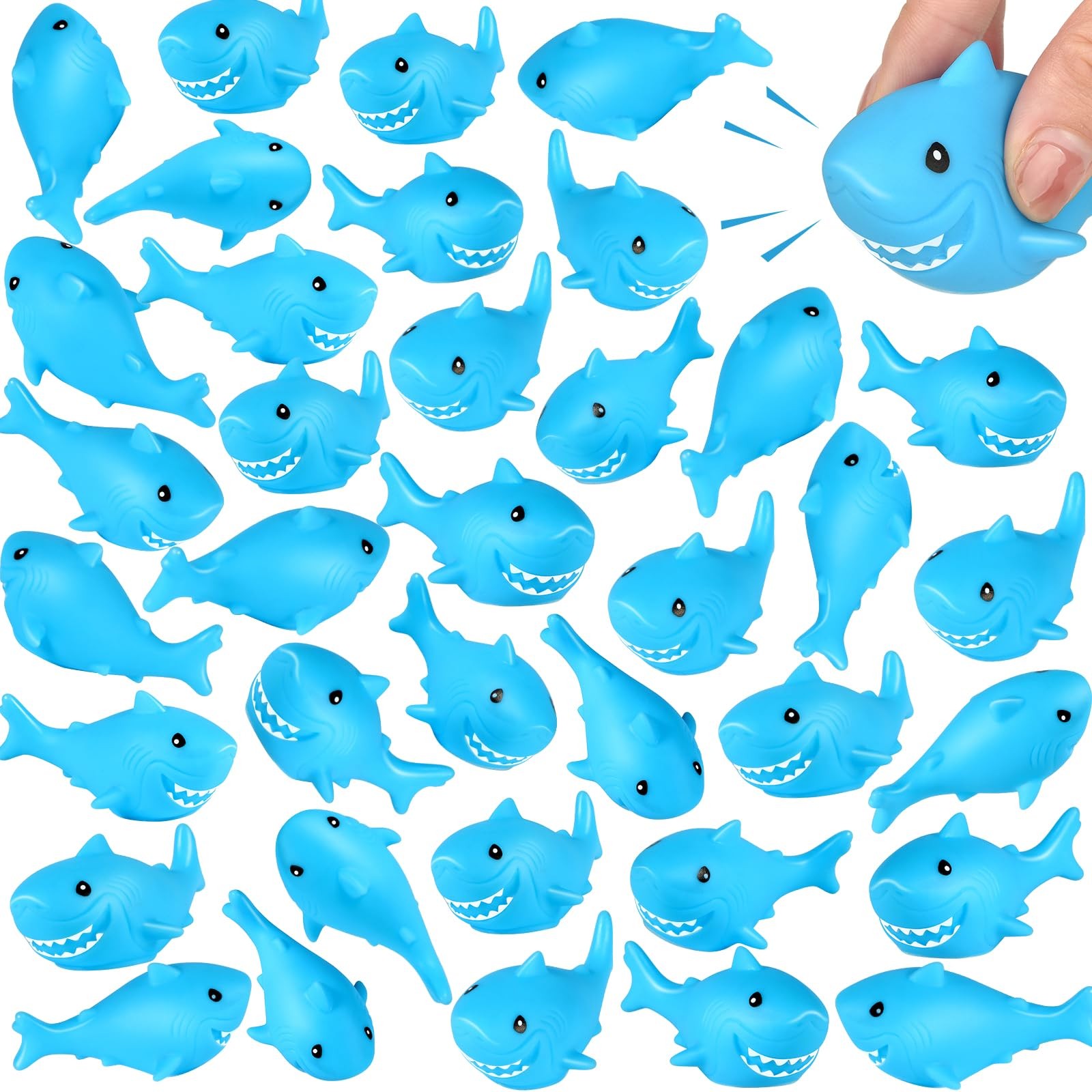60 Pieces Shark Toys Bulk, Cute Bath Squishy Toys Small Swimming Bathtub Pool...