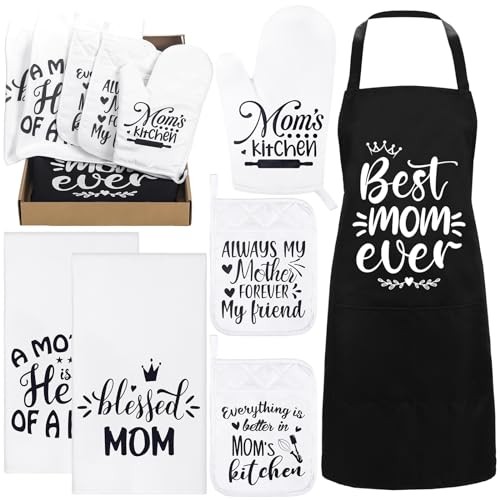  Gift Kitchen Gifts from Daughter Son Include 2 Kitchen Towels, 1 Apron, 2 Mom