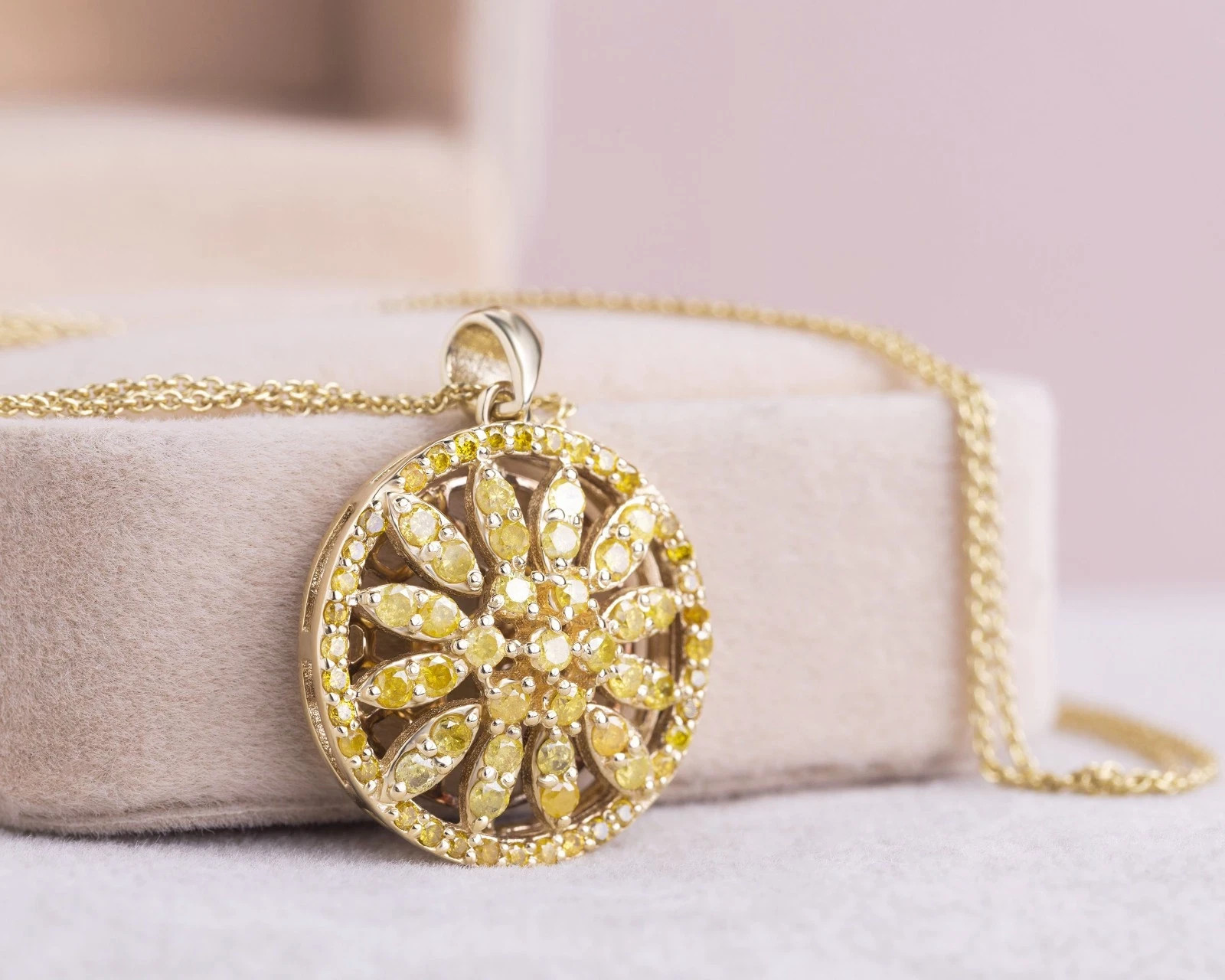 3.89 Ct Fancy Intense Yellow Diamond 18K Yellow Gold Over Pendant Necklace 18"