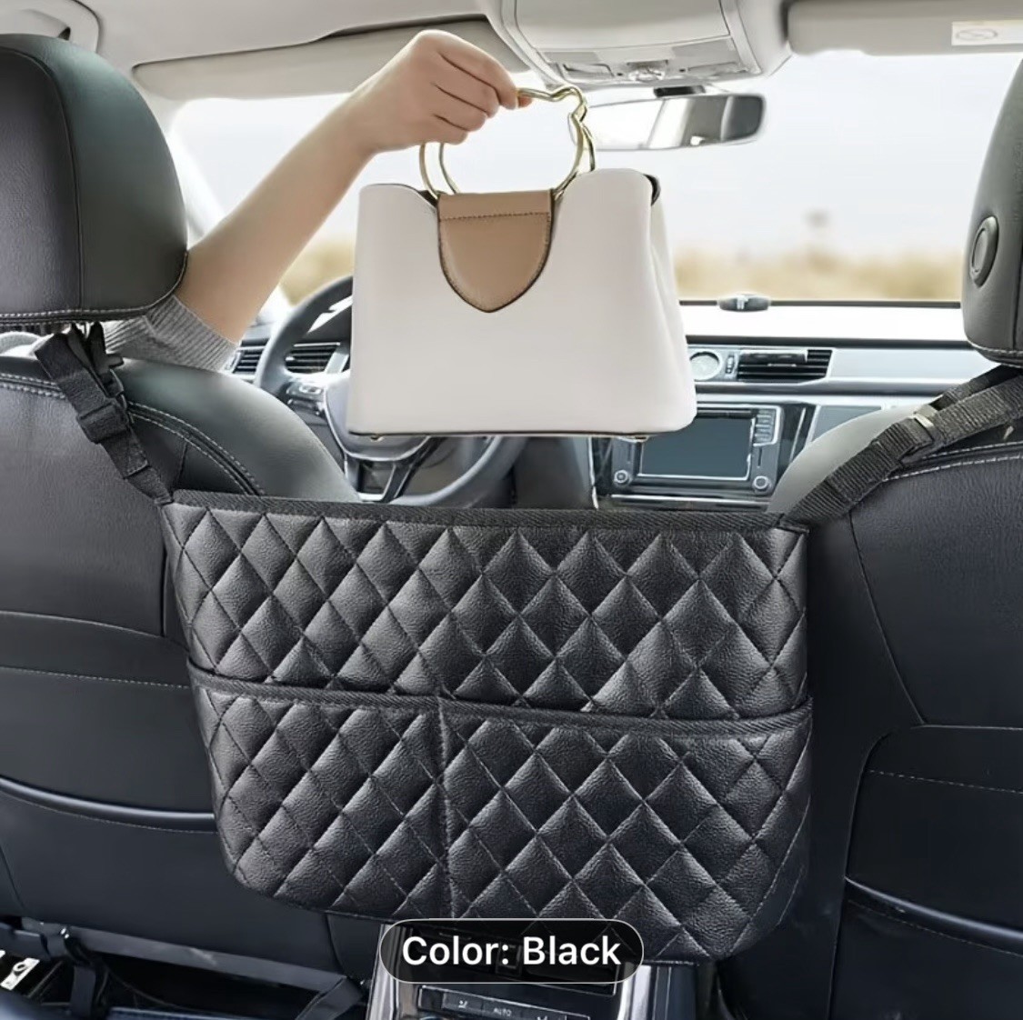 Large Capacity Car Seat Back Organizer - Durable Synthetic Faux Leather Storage