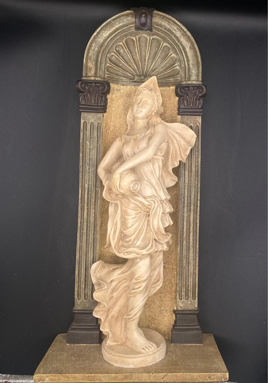 796 - Large Neoclassical Water Nymph Wall Plaque Greek Goddess Amphora