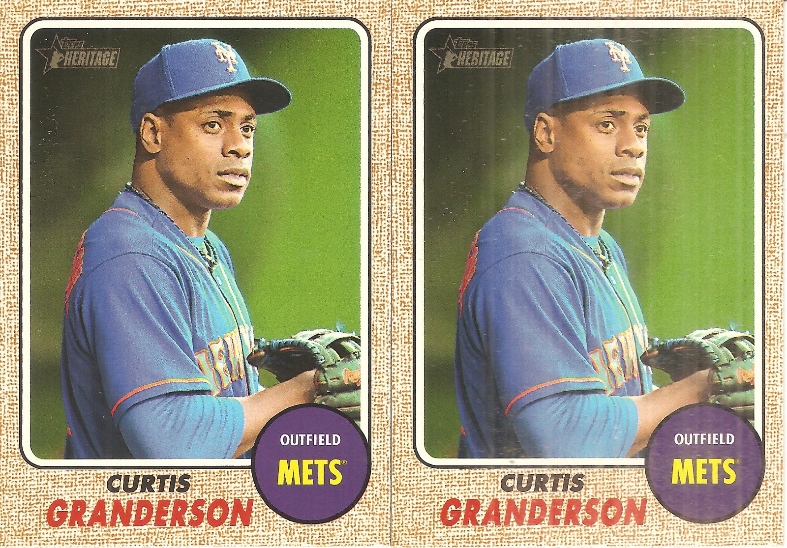 2 CARD 2017 TOPPS HERITAGE CURTIS GRANDERSON BASEBALL CARD LOT