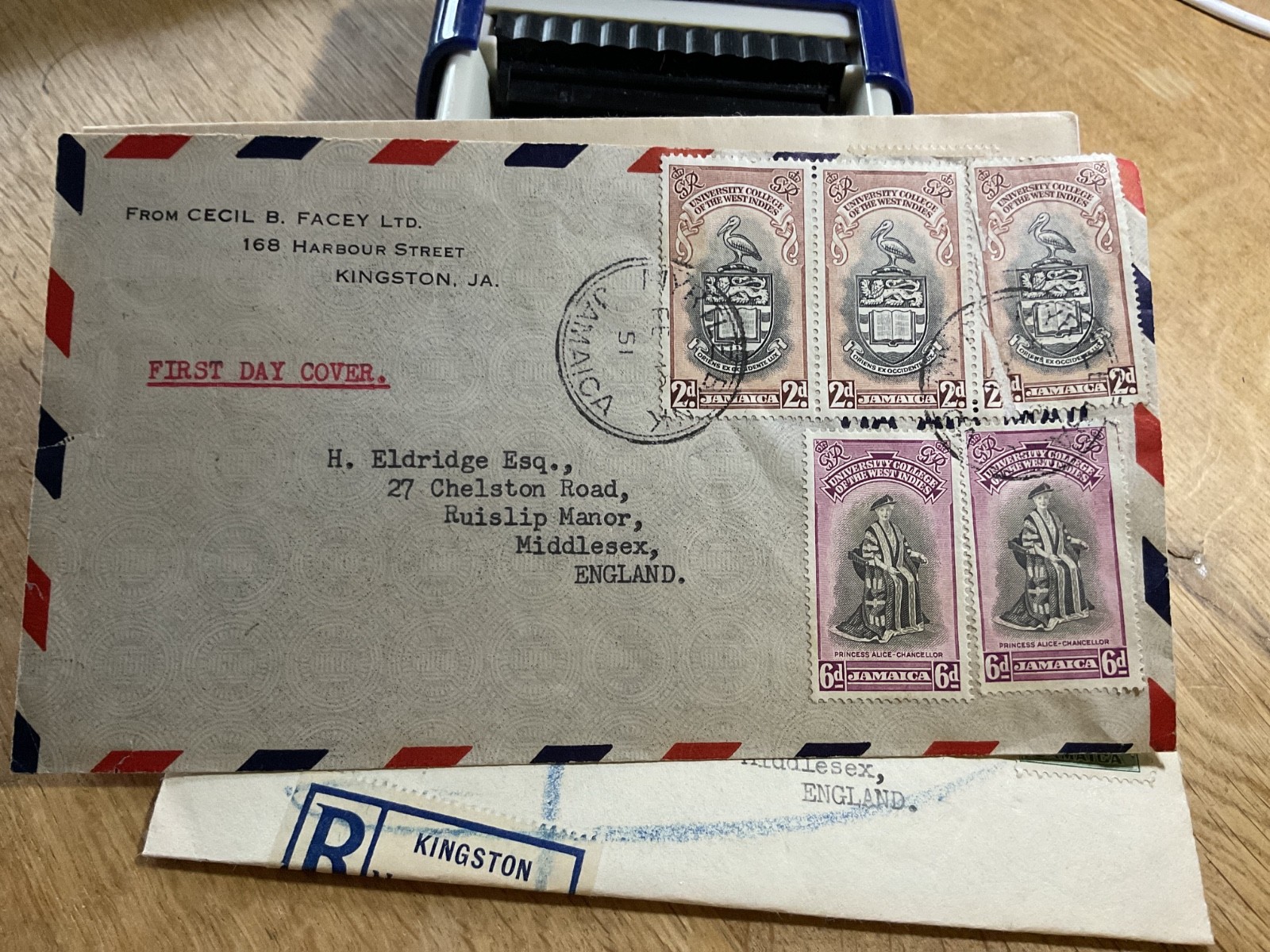 Jamaica three stamp covers B3174