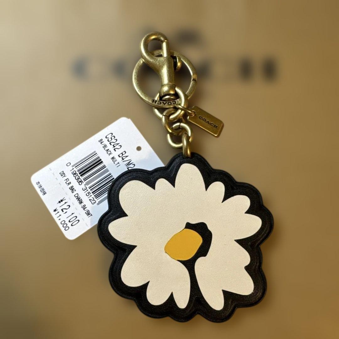 COACH Daisy Floral Leather Key Holder Bag Charm