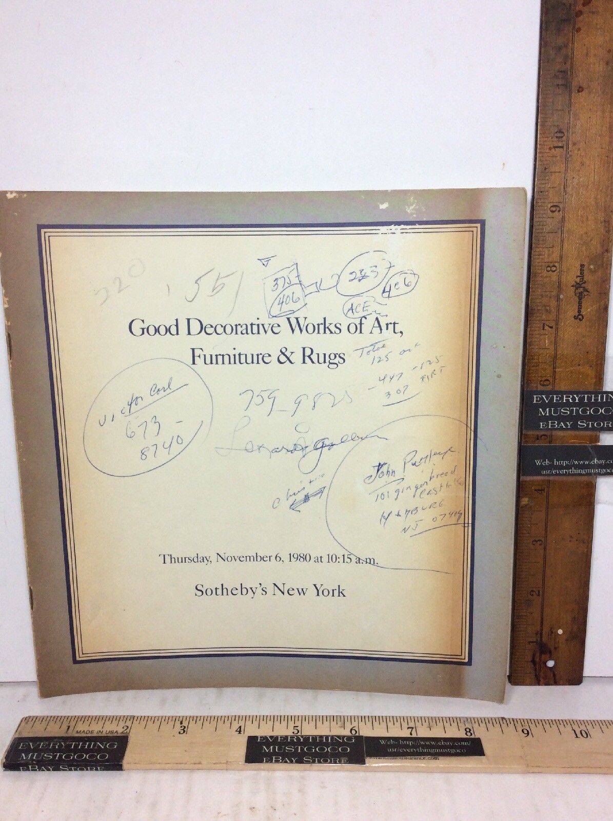 Estate Auction SOTHEBY'S NEW YORK 1980 DECORATIVE WORKS OF ART FURNITURE & RUGS