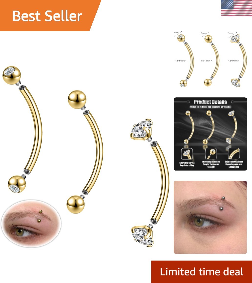 14G Belly Button Ring Surgical Stainless Steel Round Cubic Zirconia Belly But...