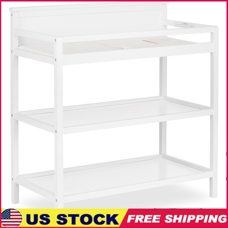 Dual Use Changing Table Nightstand Secure Storage Eco Friendly Durable Pinewood