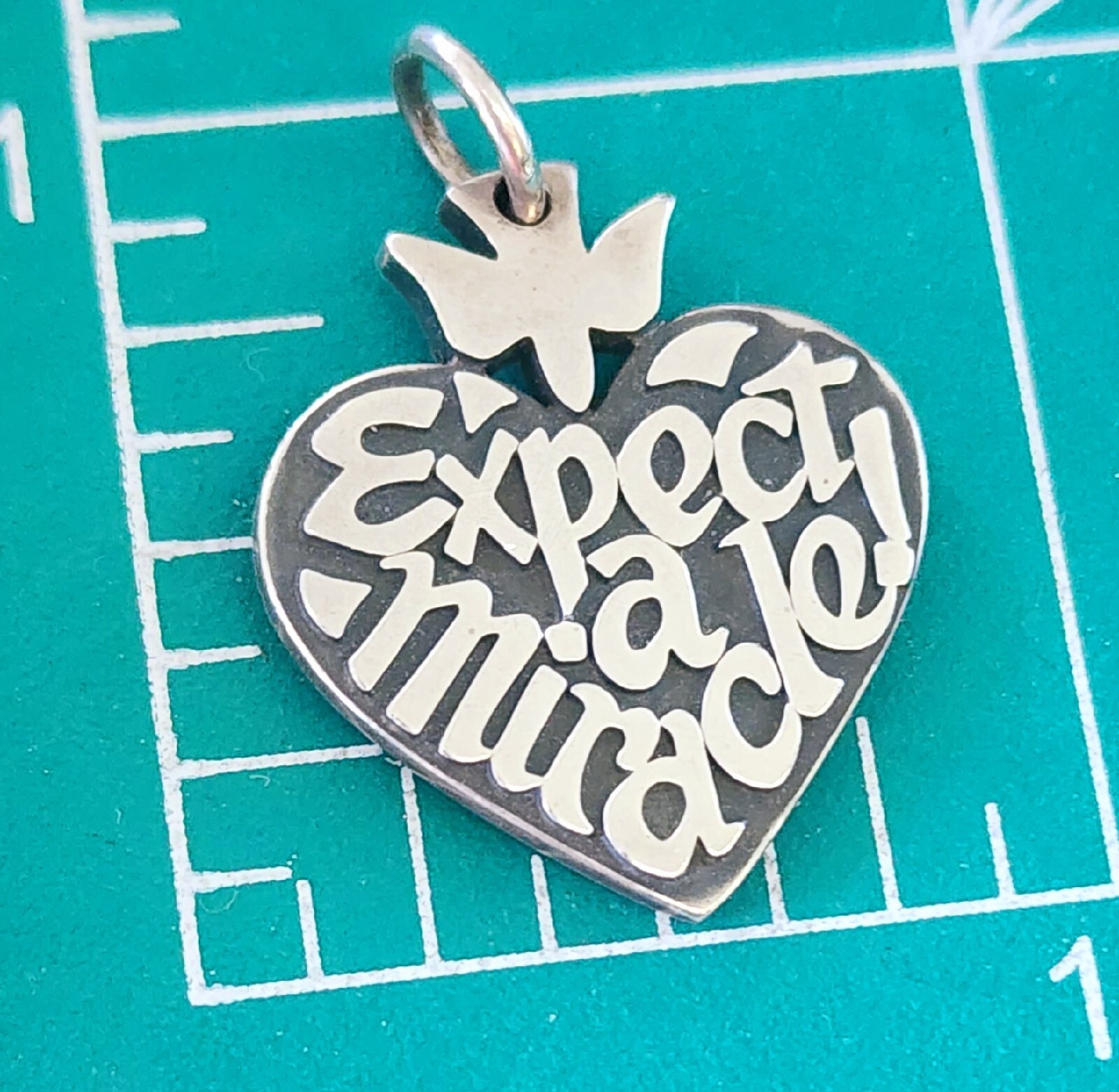 Retired James Avery Expect a Miracle! Descending Dove Heart Pendant NEAT!