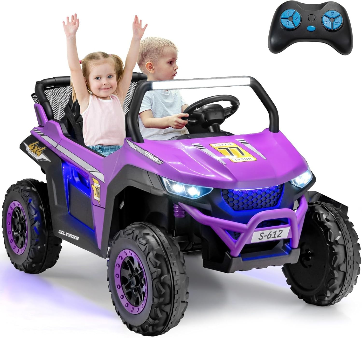 2 Seater Ride on Car for Kids, 12V UTV Kids' Electric Vehicles with Remote Contr