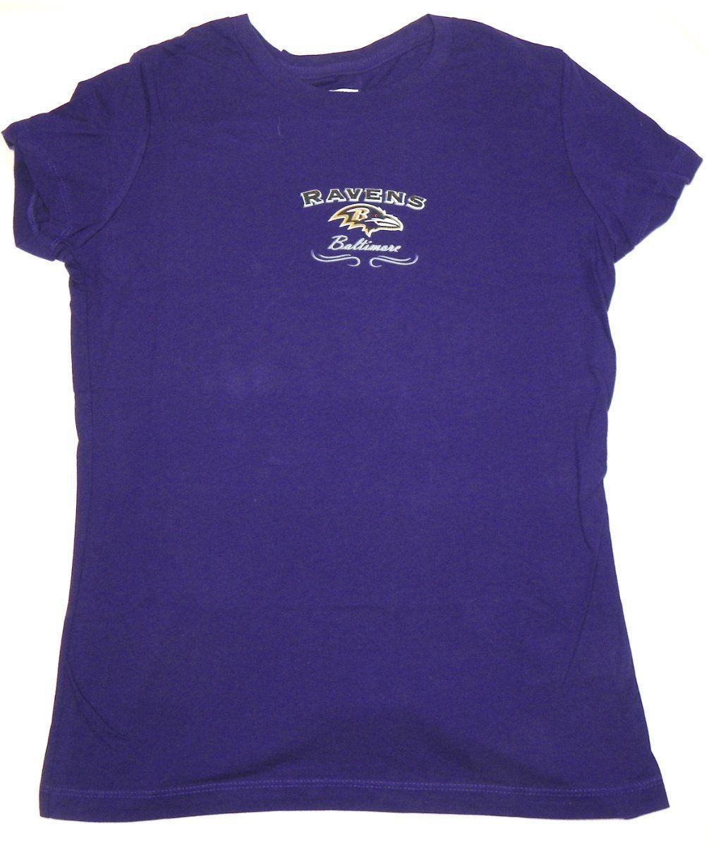 Baltimore Ravens NFL Sparkle Logo Tee Shirt Girl's Small Purple