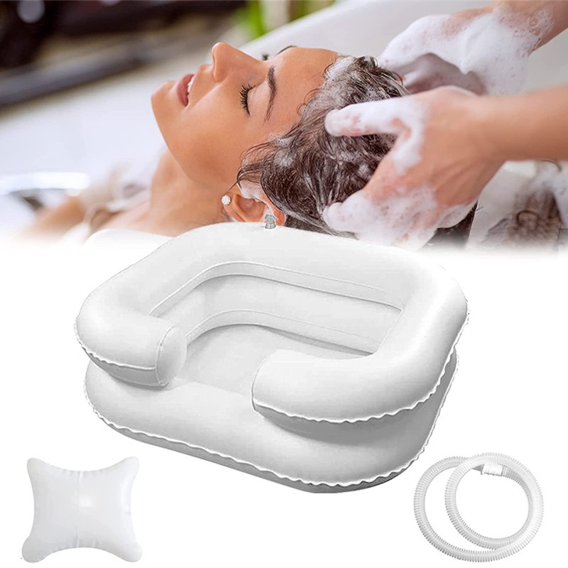 Foldable Inflatable Portable Basin Sink Hair Washing Aids in Bed Travel Indoor