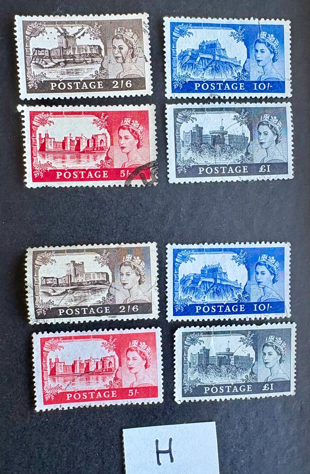 Great Britain - Set of two, 1955, Castles, Scott Nos. 309-312, Used, VG/VF.