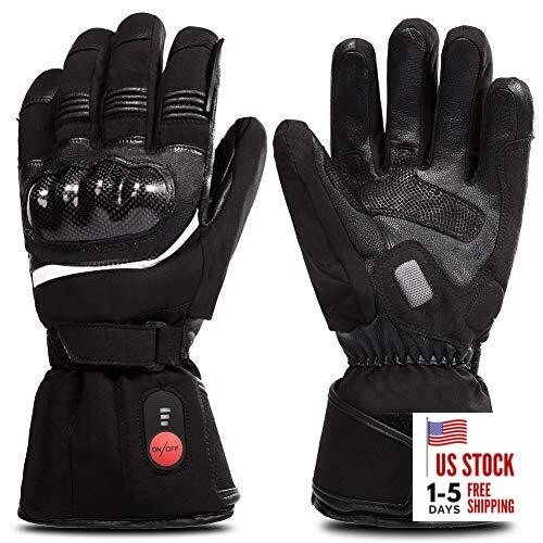  Heated Motorcycle Gloves for Men & Women, Waterproof Windproof, Large