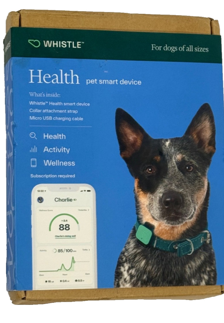 Whistle Health Smart Pet Tracker Dog Wellness Activity Monitor GPS Fitness Blue