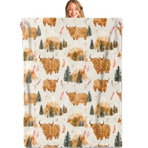 Highland Cow Throw Blanket, Soft, Lightweight Flannel, 50x60in Highland Cow 01