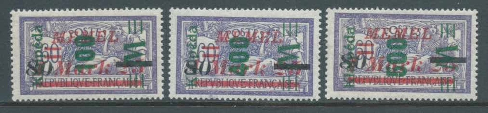 MEMEL LITUANIUM OCCUPATION 1923 SG41-3 Set Of 3 Green Surcharges U Mint Cat £17