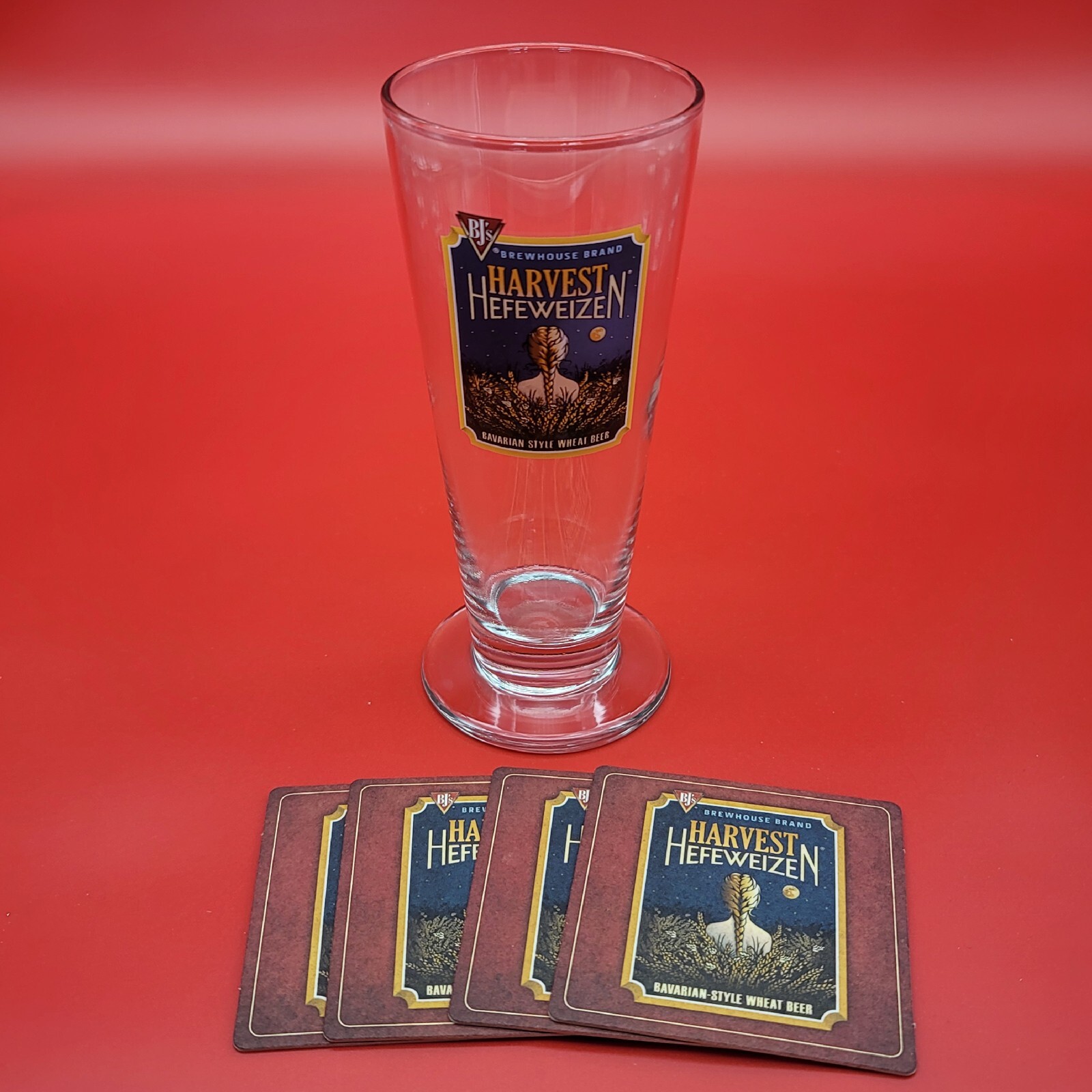 BJ's Brewery Beer Glass Paper Matching Coasters Harvest Hefeweizen Mancave Pub