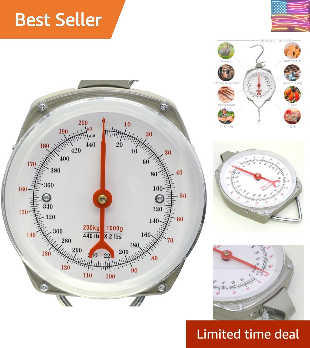 440lb/200kg. Big Game Scale，Large Capacity Hanging Spring Dial Weight Scale w...