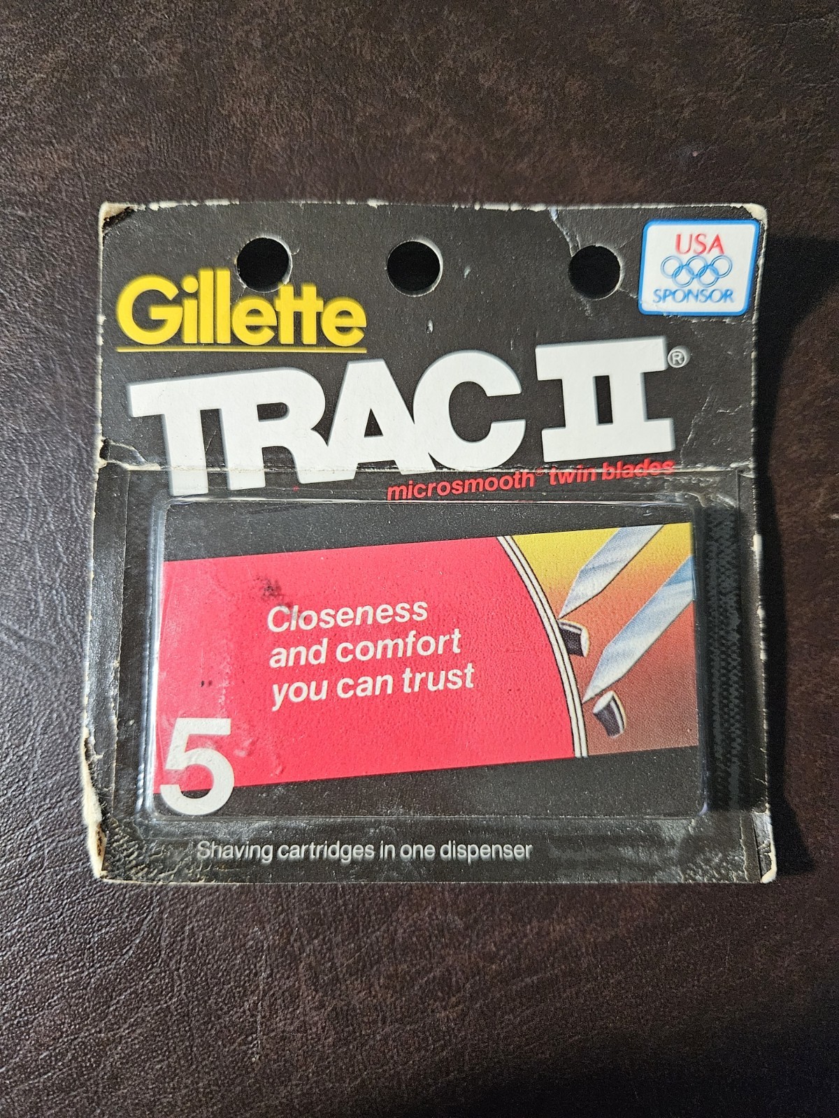 Vintage NOS Gillette Trac II Shaving Cartridges 5 count USA Olympic Sponsor
