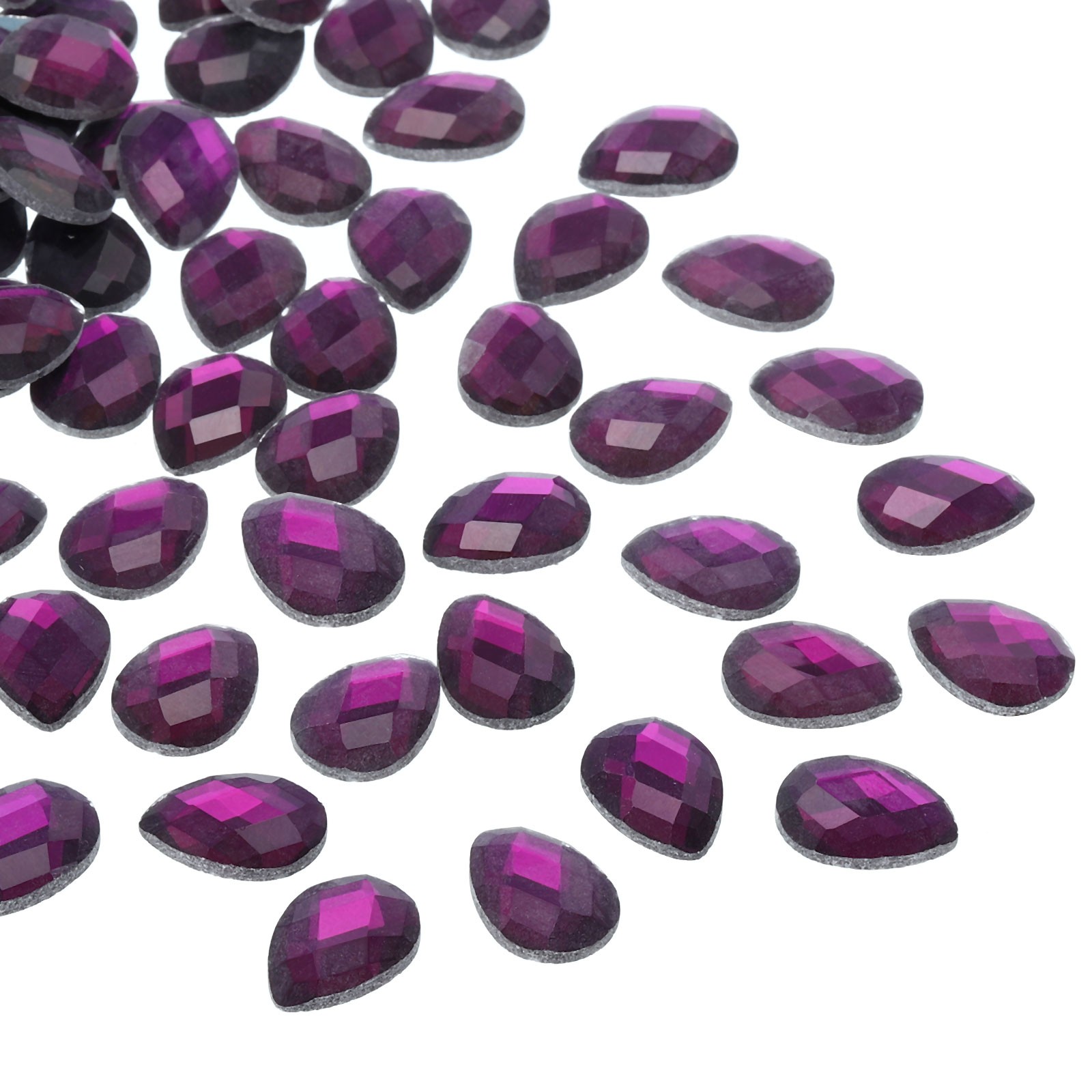 50Pcs 18x13mm Flat Back Acrylic Teardrop Gems, Purple