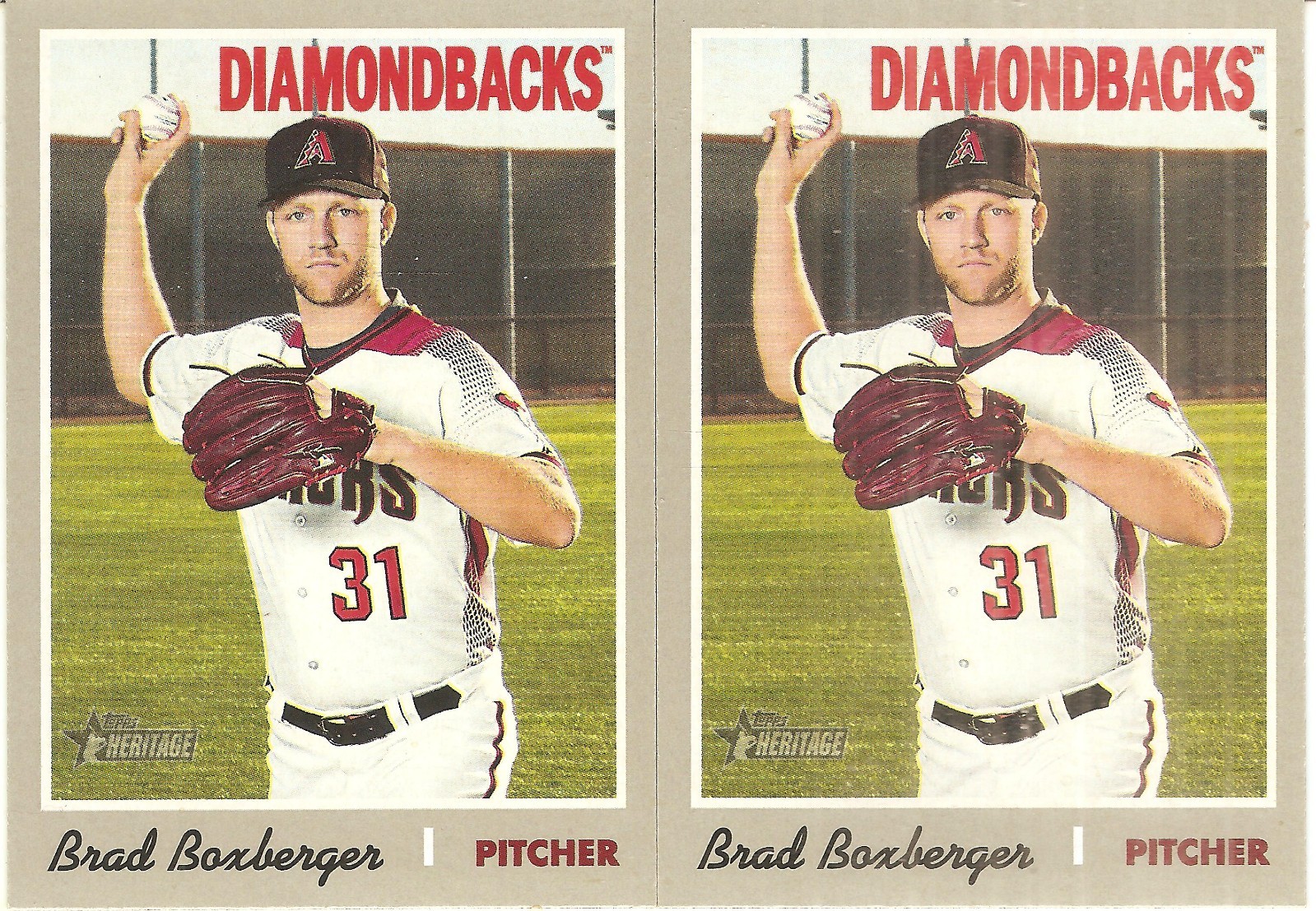 2 CARD 2019 TOPPS HERITAGE BRAD BOXBERGER BASEBALL CARD LOT
