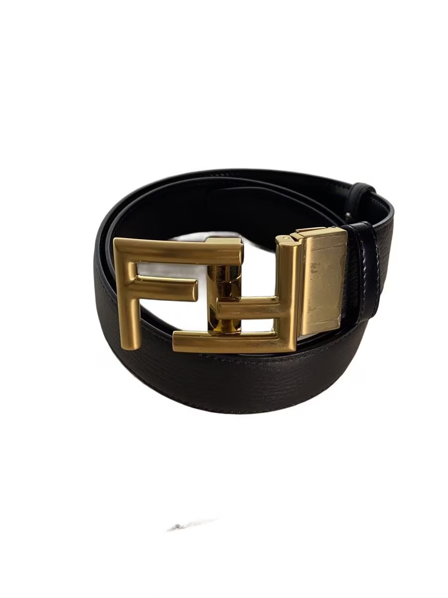 FENDI Men's Leather Belt in Black with FF Logo Buckle
