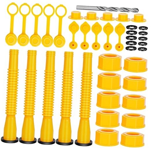 Godboy Gas Can Spout Replacement, Gas Can Nozzle, (5 Kit-Yellow) 5 Pack