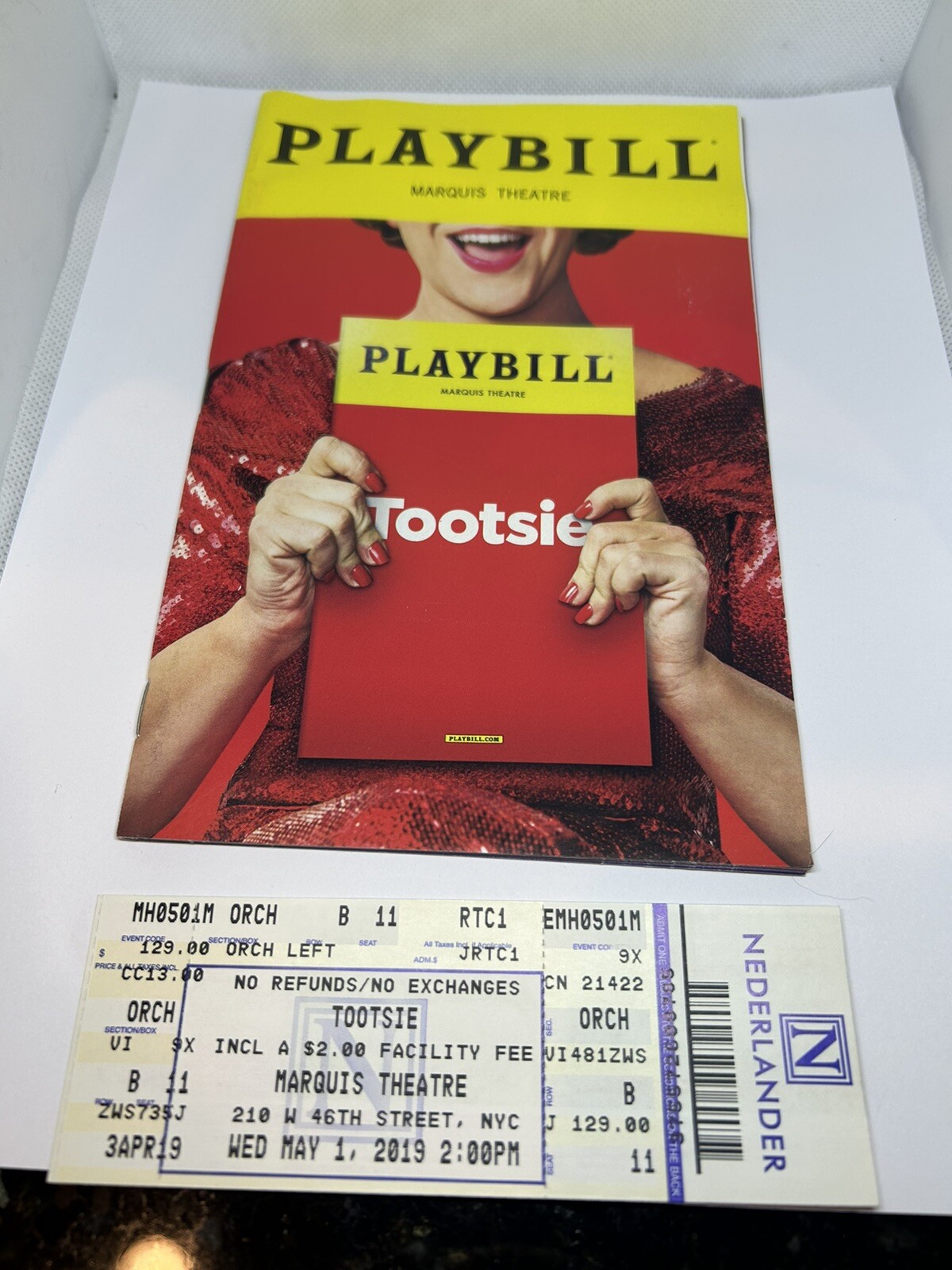 Tootsie 2019 Playbill Marquis Theatre Santino Fontana Scott Ellis w/ Ticket Stub