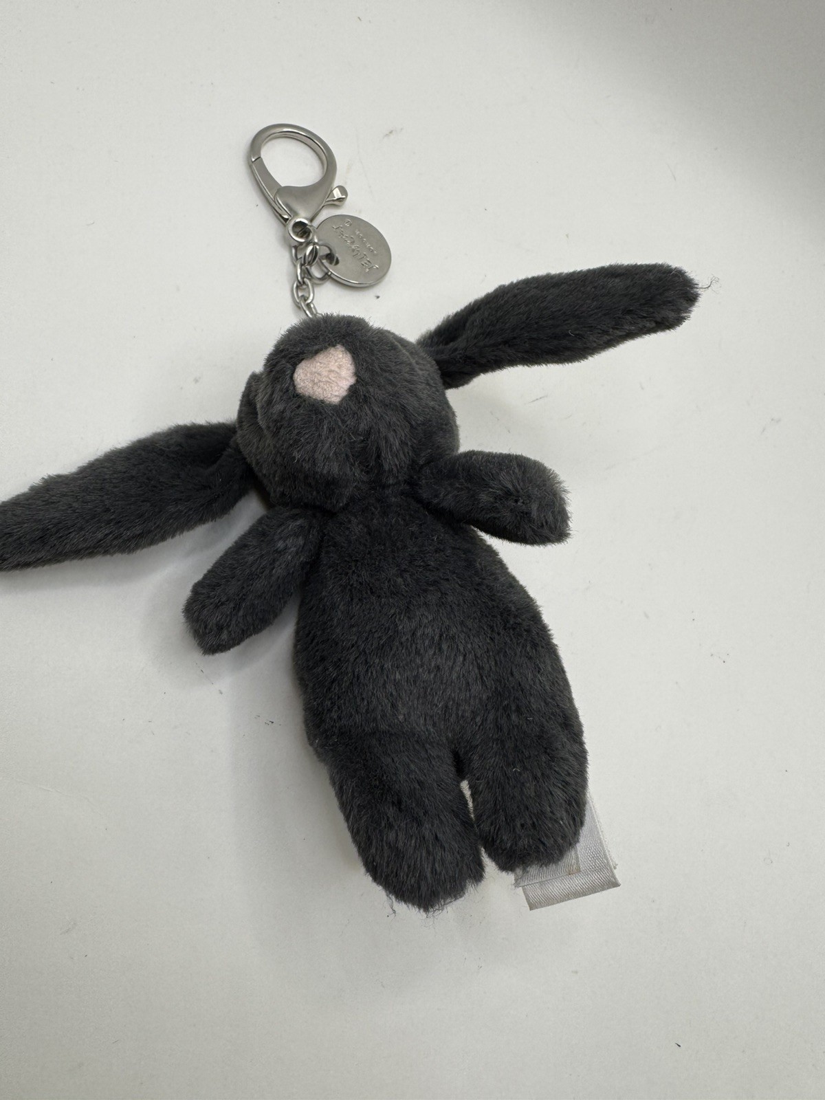 Authentic Jellycat Bashful Inky Bunny 6" Black Plush Bag Charm Keychain BNWT
