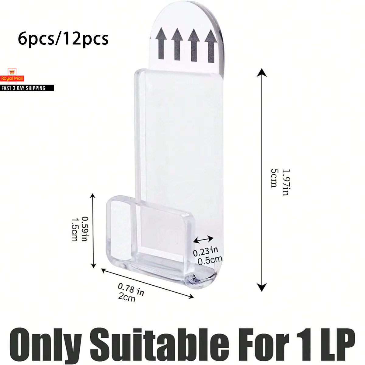 6/12Pcs Clear Acrylic Record Holder, Vinyl Record Shelf Wall Mount, Adhesive Acr