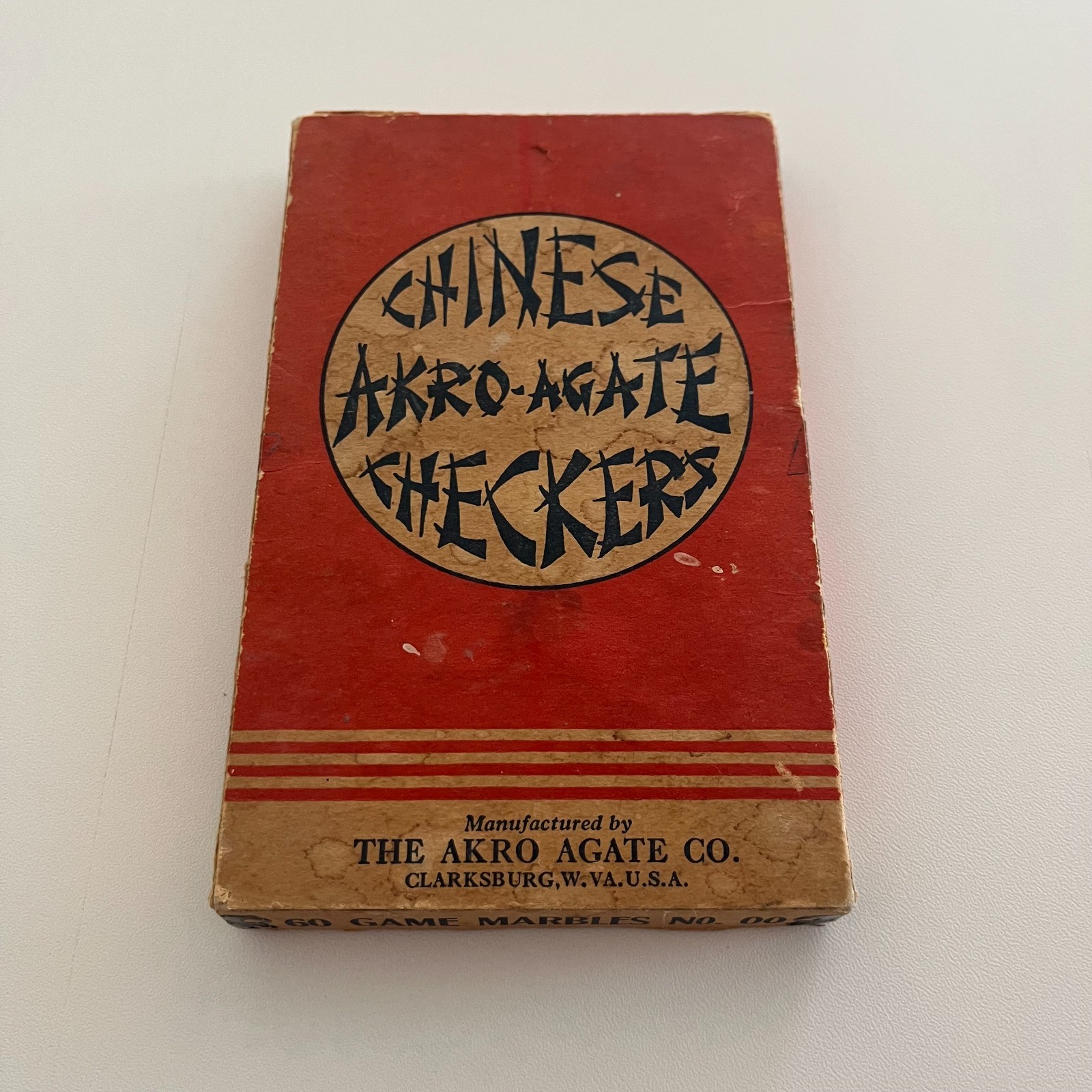 Vintage Akro-Agate Chinese Checkers 60 Marbles One Blue Missing One White Extra