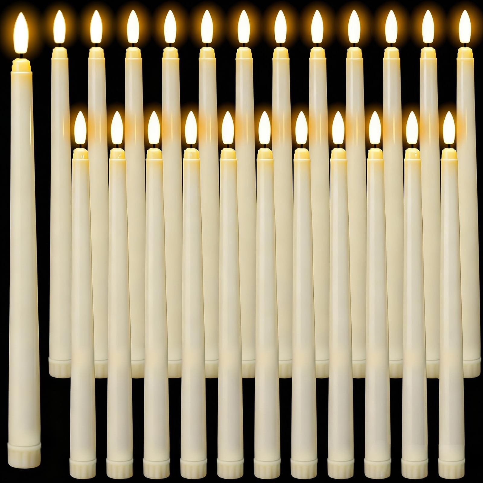 Wondise 24 Pack Flameless Taper Candles, No Remote, Realistic Flickering Batt...