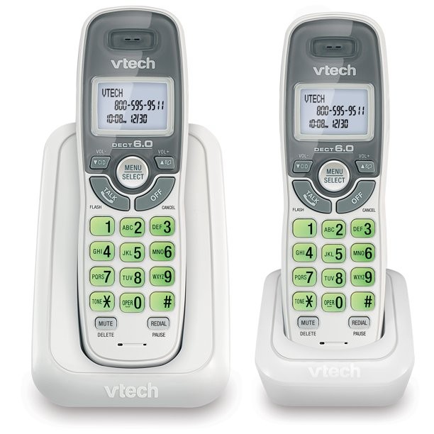 VTech CS6114-2 2 Handset Cordless Phone, White