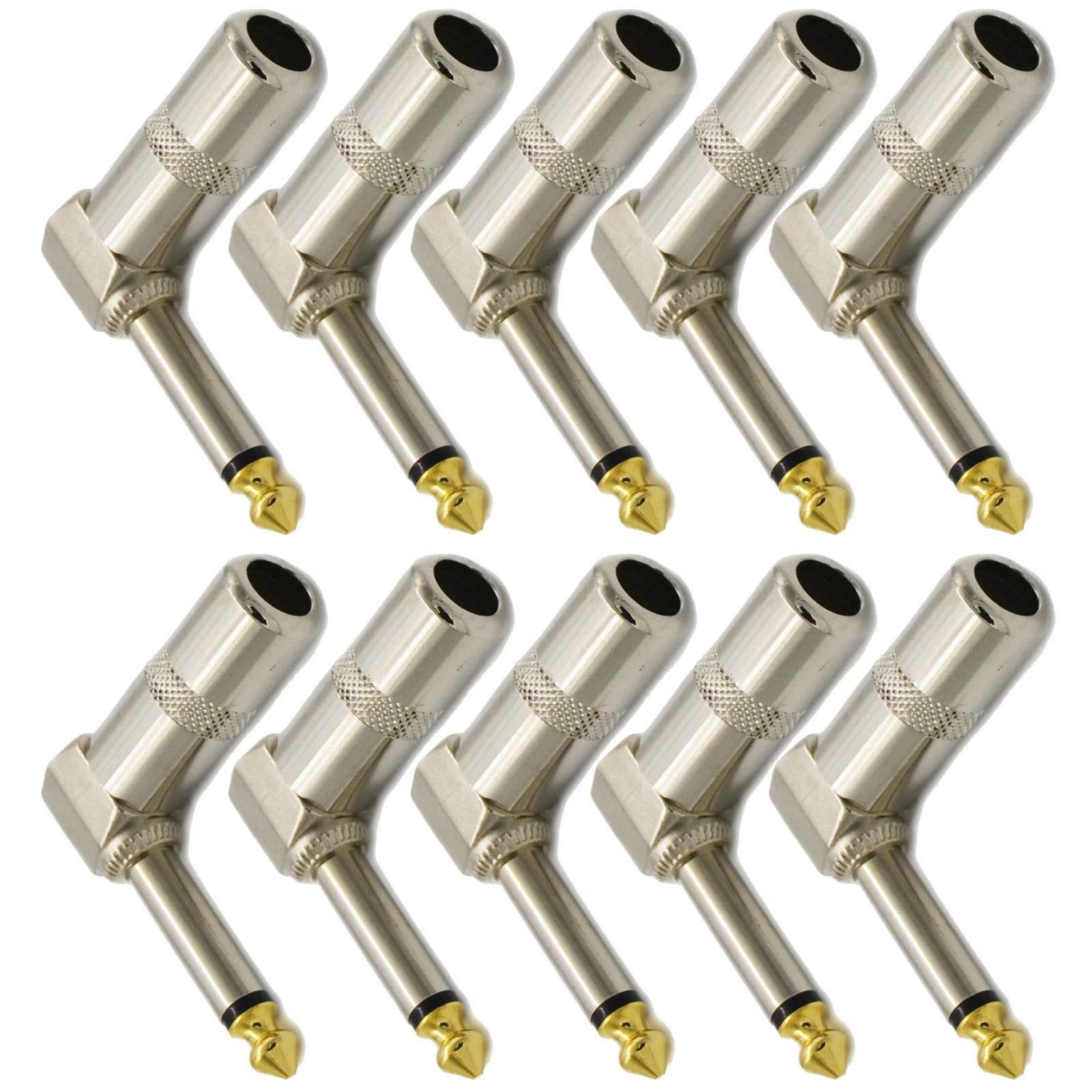 10PCS 1/4 TS Right Angle Mono Phone Plug ideal for professionals and enthusiasts
