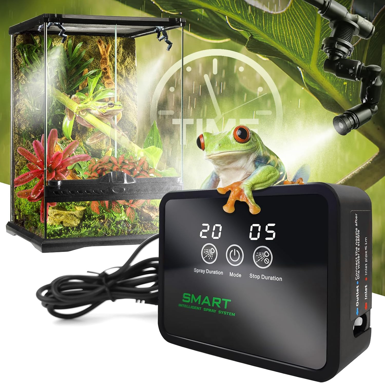 Reptile Fogger Automatic Reptile Mister Fogger for Terrarium, Timed Terrariums H