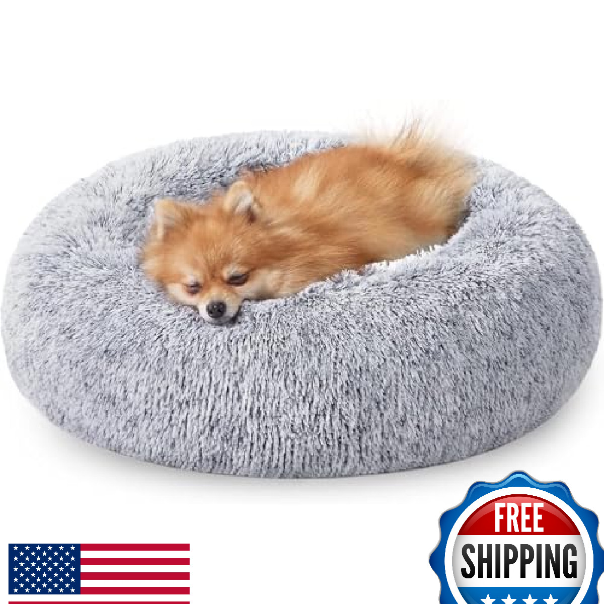 JOLLYVOGUE Small Dog Cat Bed Donut Cuddler Warming Soft Indoor Pet