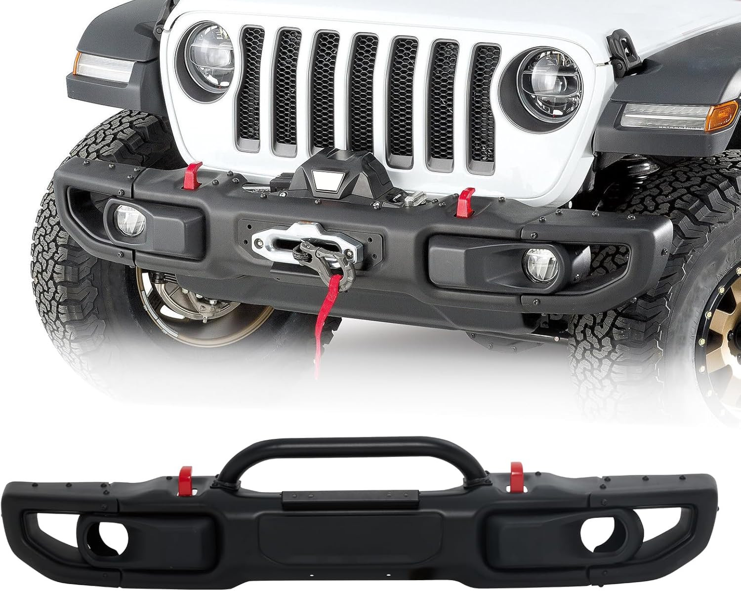 Aluminum Front Bumper Compatible with Jeep Wrangler JL 2018-2025 ＆ Gladiator JT 