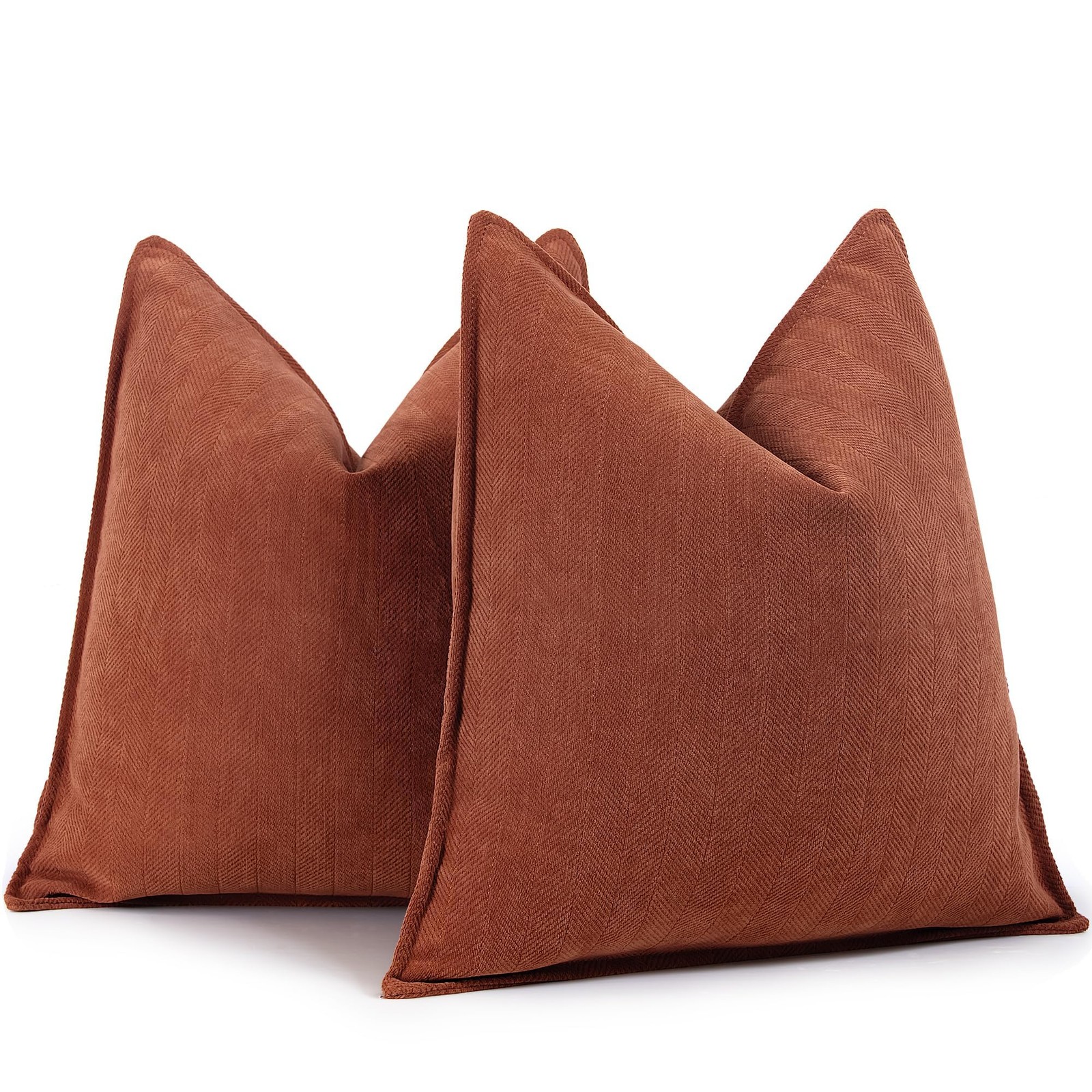 Rust Throw Pillow Covers 18x18 Set of 2 Chenille Fall Pillow Covers with Eleg...