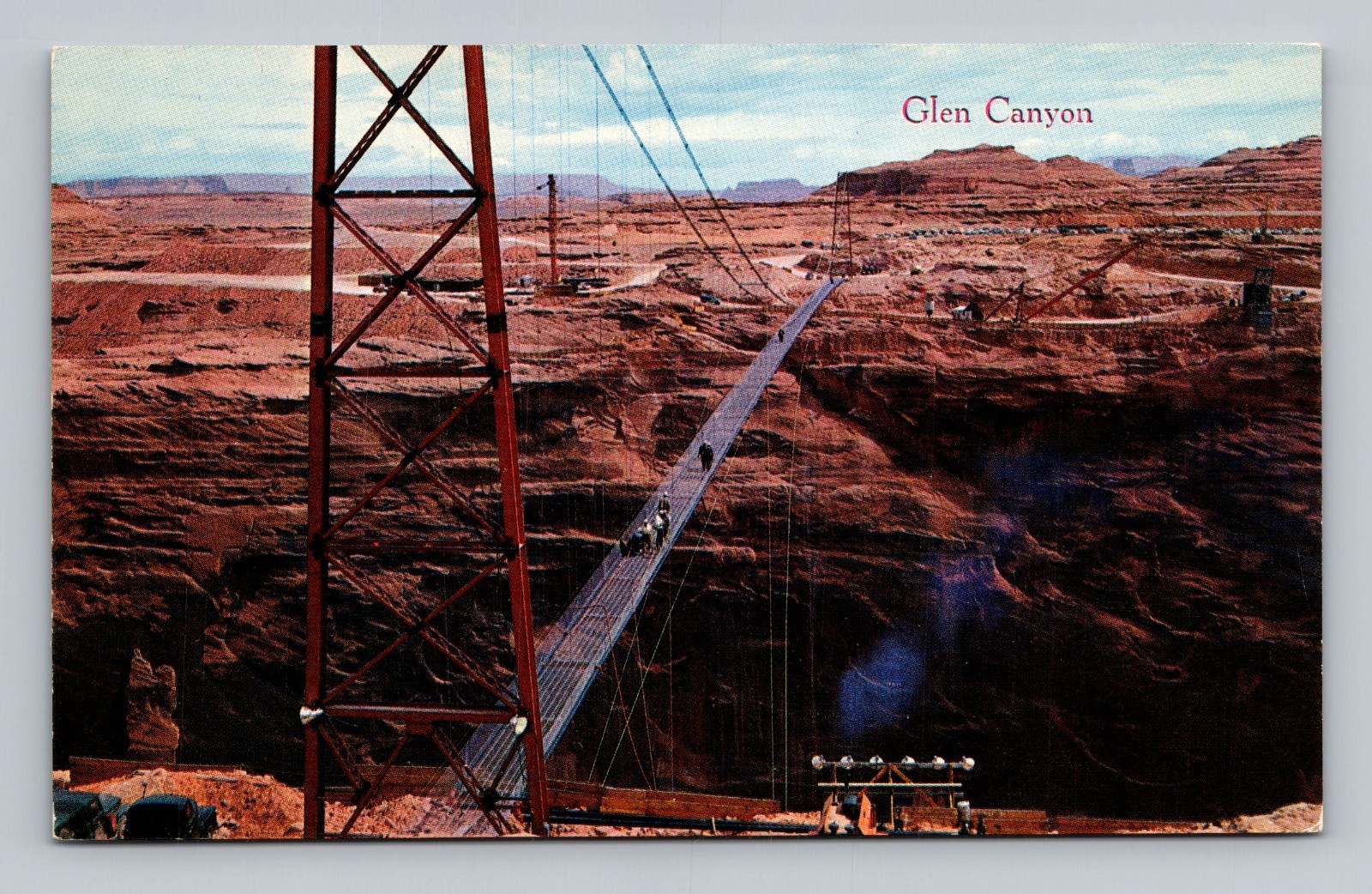 Page Arizona Glen Canyon Footbridge Colorado River Damsite Vintage Postcard