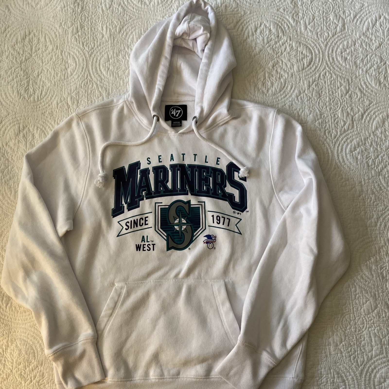Seattle Mariners 47 Brand Baseball Pullover MLB Hoodie White Men's Size Medium
