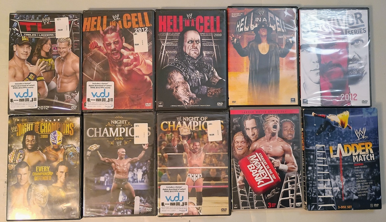 WWE (Lot Of 10) DVD's Hell in a Cell, Night Of Champions, Ladder Match Anthology