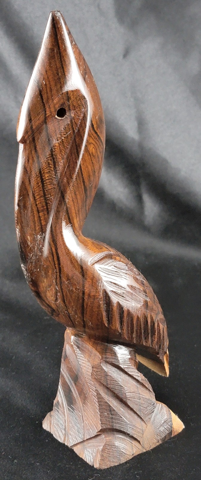 Pelican Bird Figurine Wood Decor Statue Folk Art 8.5in Tall Vintage