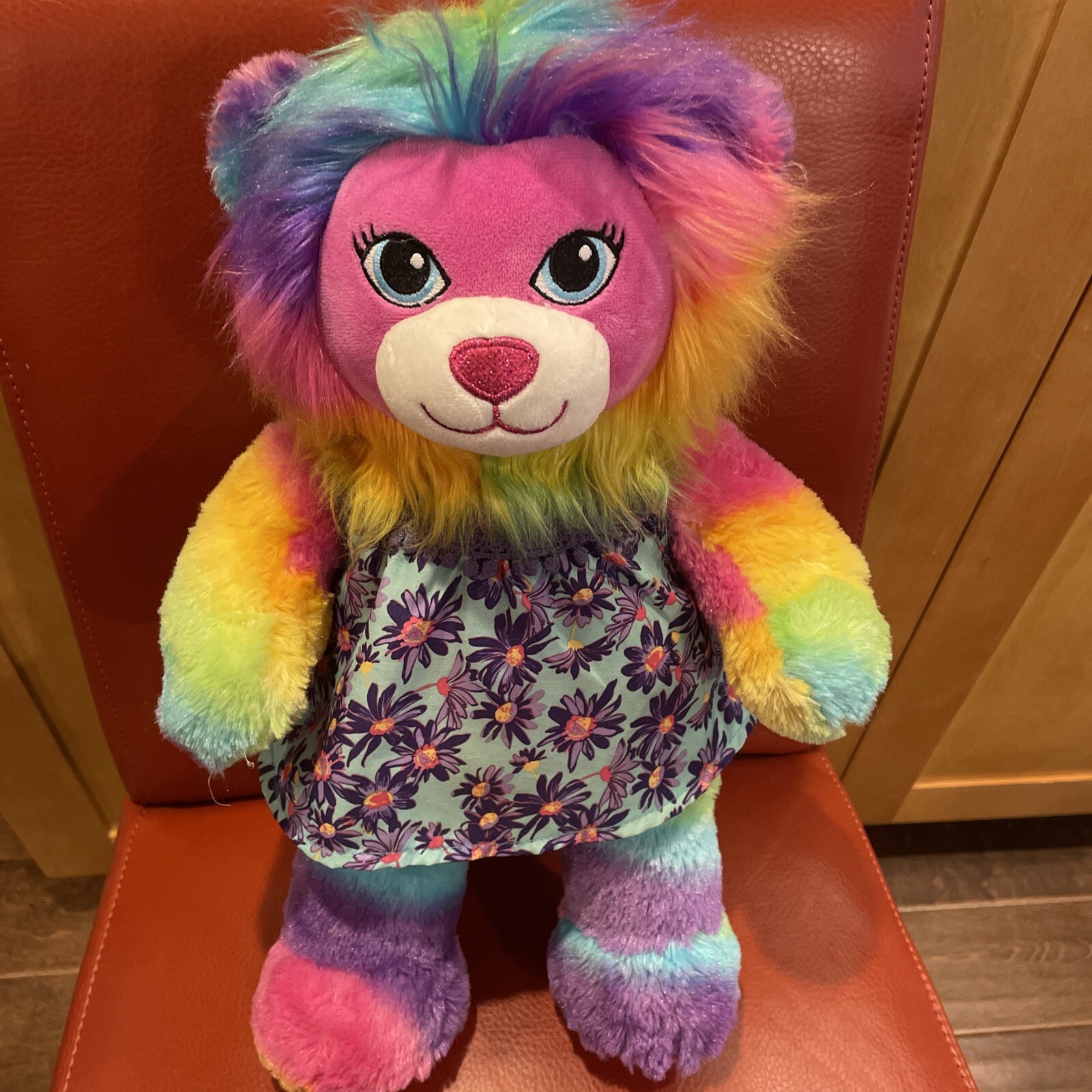 Build A Bear Lion Color Craze Rainbow 17" Plush Toy Stuffed Animal With Dress C3