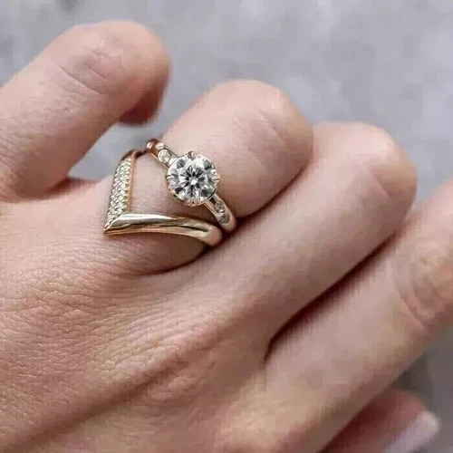 3Ct Round Cut Lab Created Diamond 14K Yellow Gold FN Wedding Ring Set