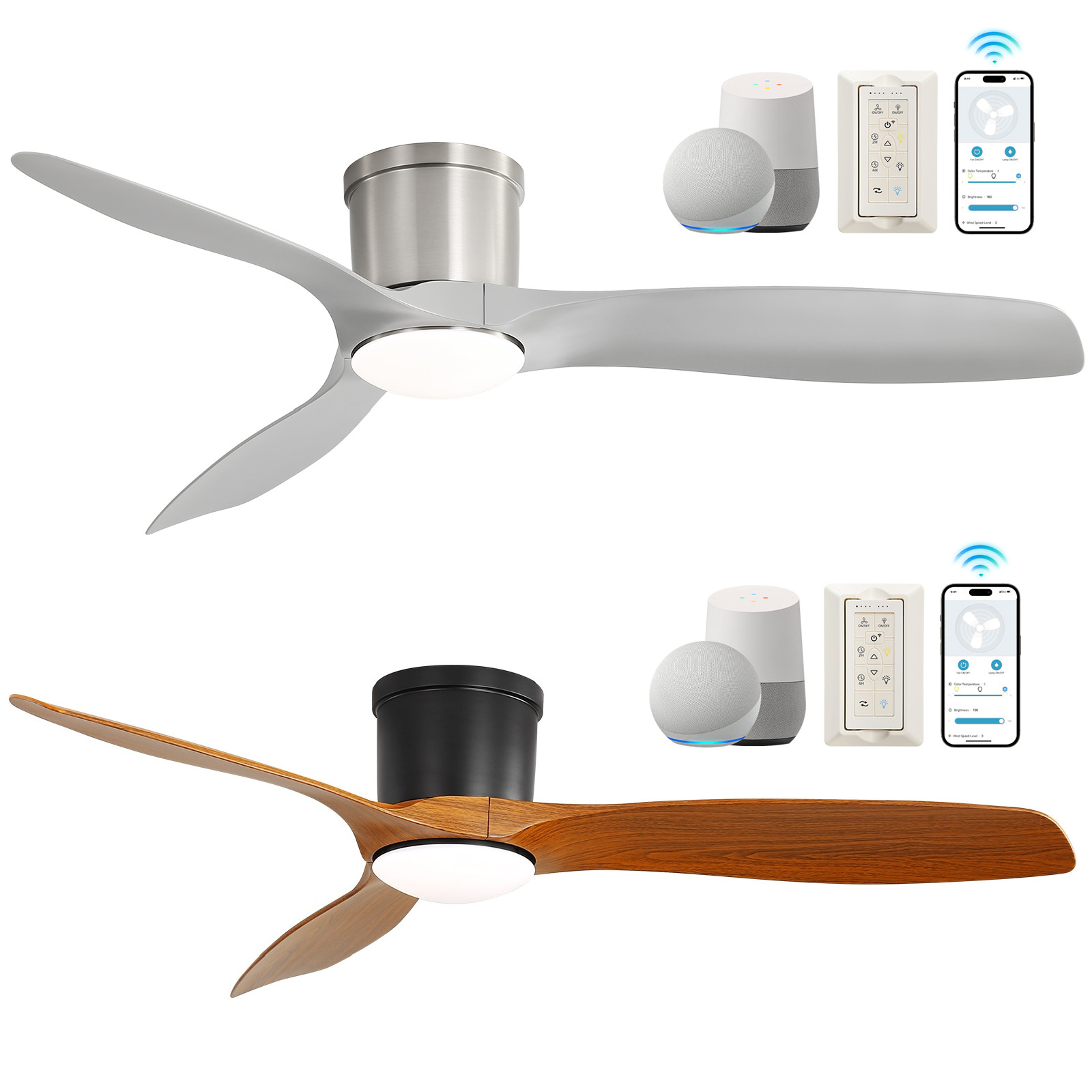 Smart Low Profile Ceiling Fans LED Light Kit with App/Remote Control for Bedroom