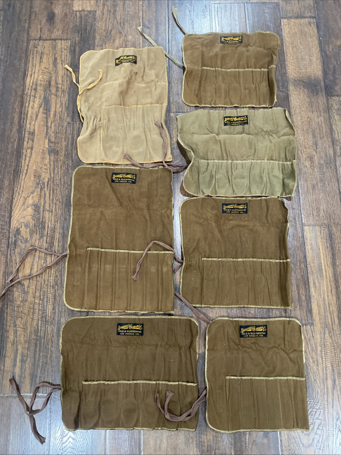 Vtg Donovan & Seamans Lot Of 7 Anti Tarnish Silver Cloth Storage Bags Antique